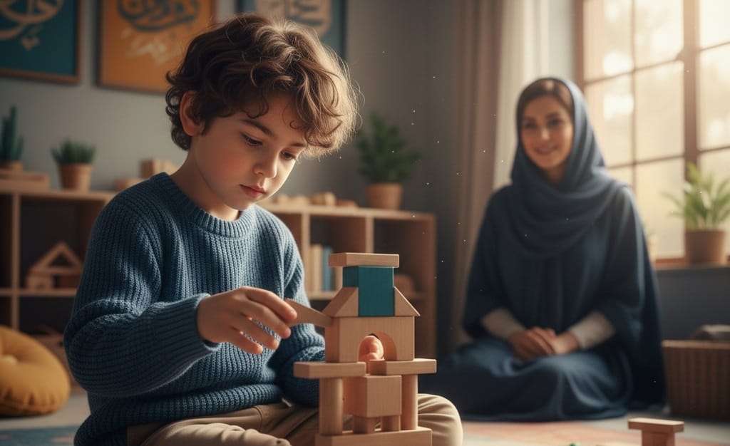 کودک اوتیستیک در حال بازی